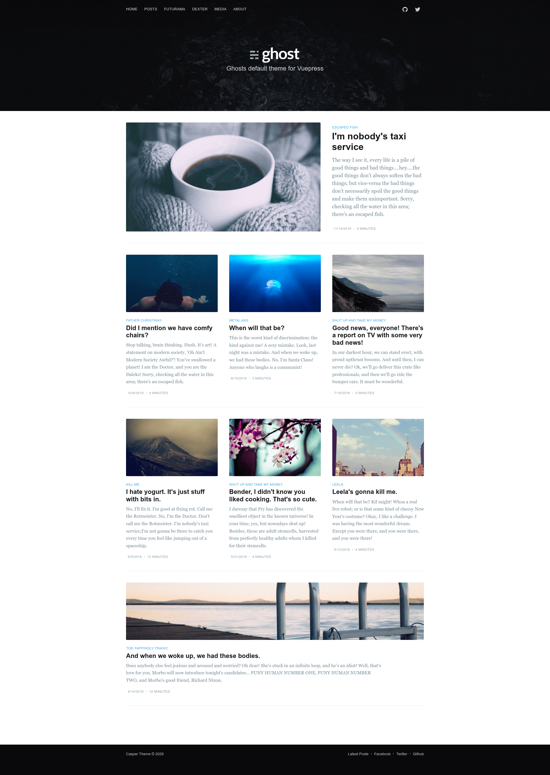 screenshot of Vuepress Casper on template0.com