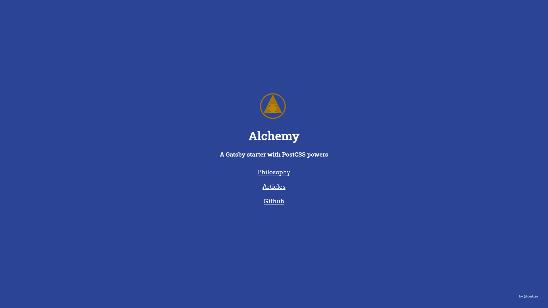 screenshot of Gatsby Starter Alchemy on template0.com