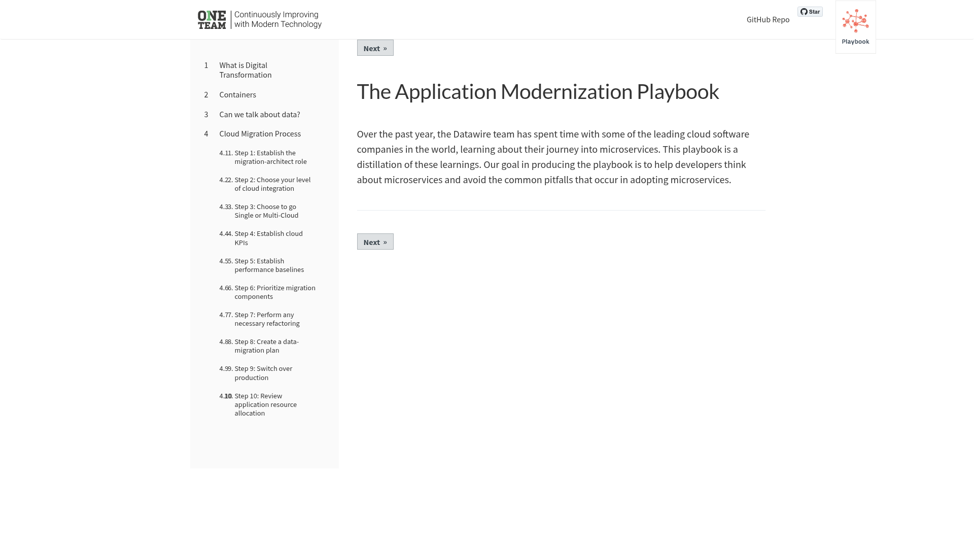 screenshot of The Microservices Playbook on template0.com