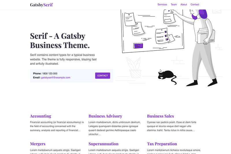 Image for Gatsby Serif Theme on template0.com Image for Gatsby Serif Theme on template0.com