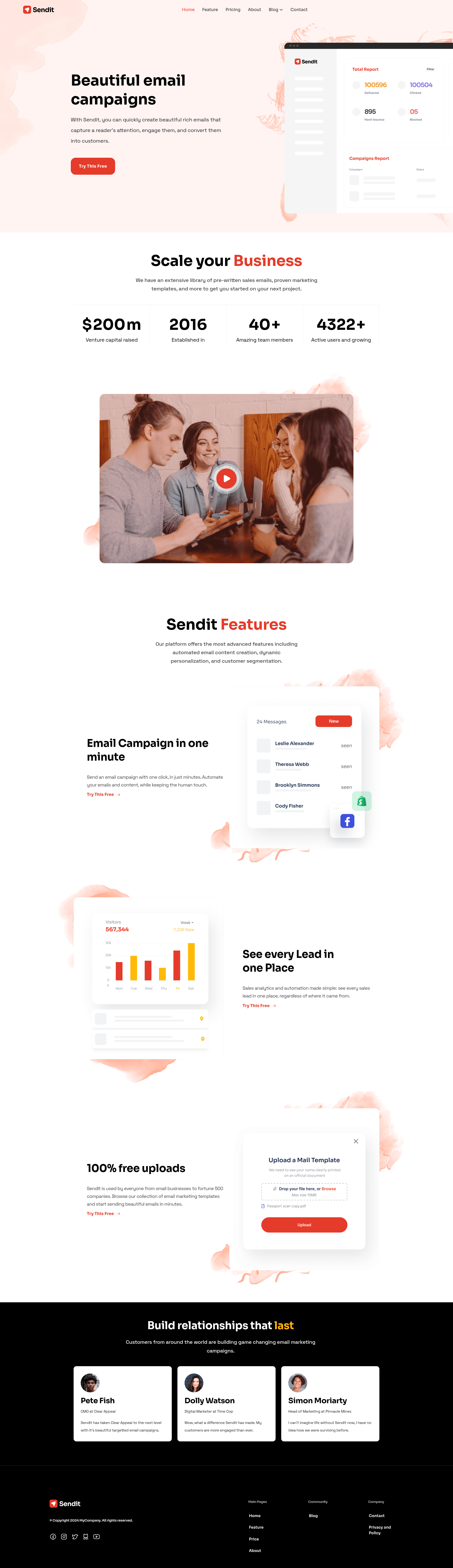 screenshot of Sendit on template0.com
