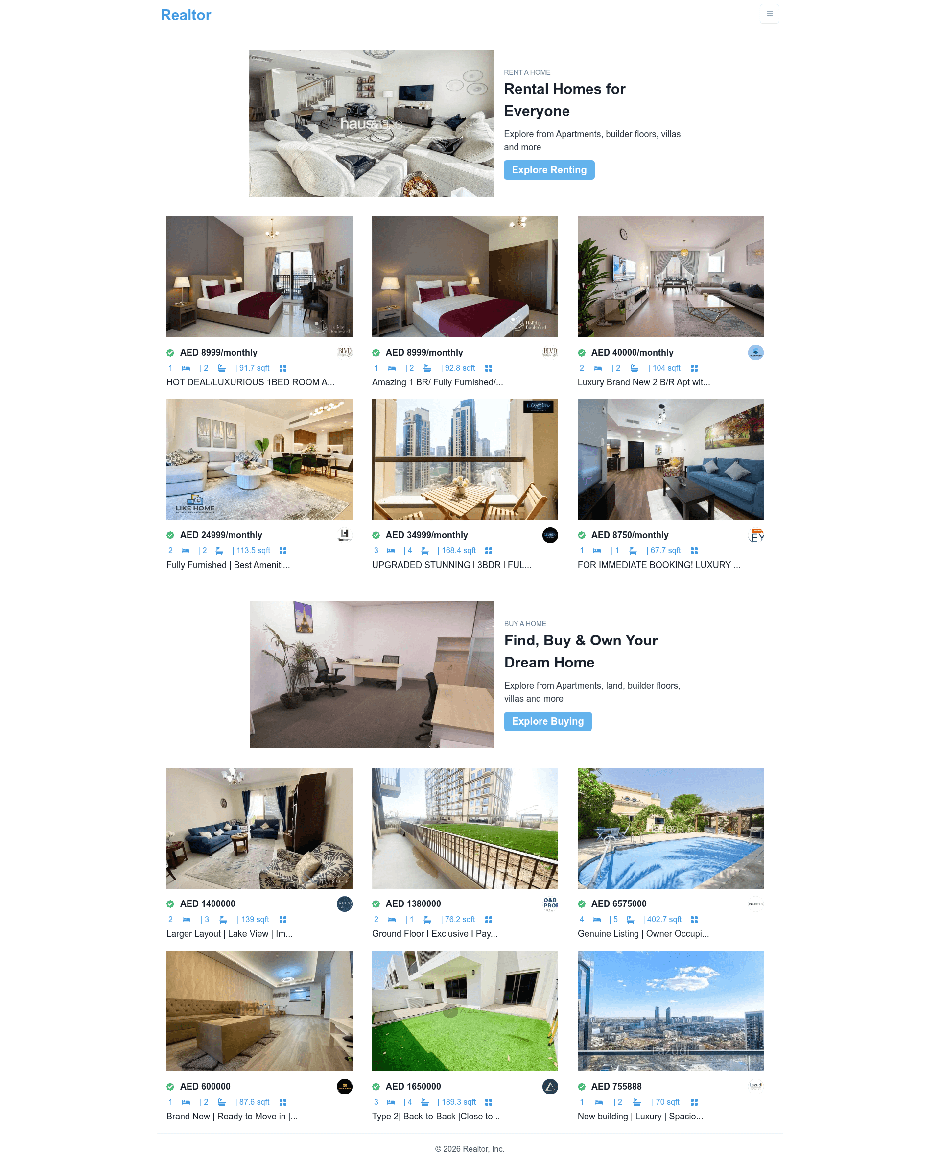 screenshot of Realtor on template0.com