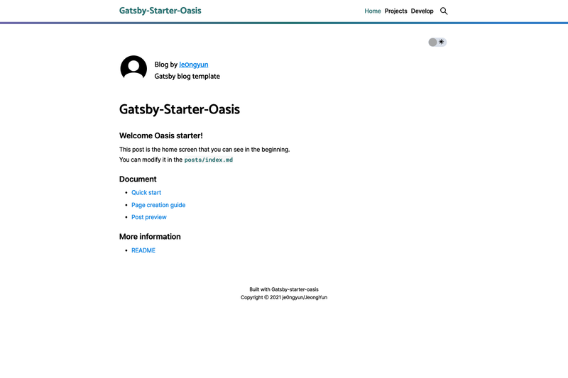 Image for Gatsby Starter Oasis on template0.com Image for Gatsby Starter Oasis on template0.com