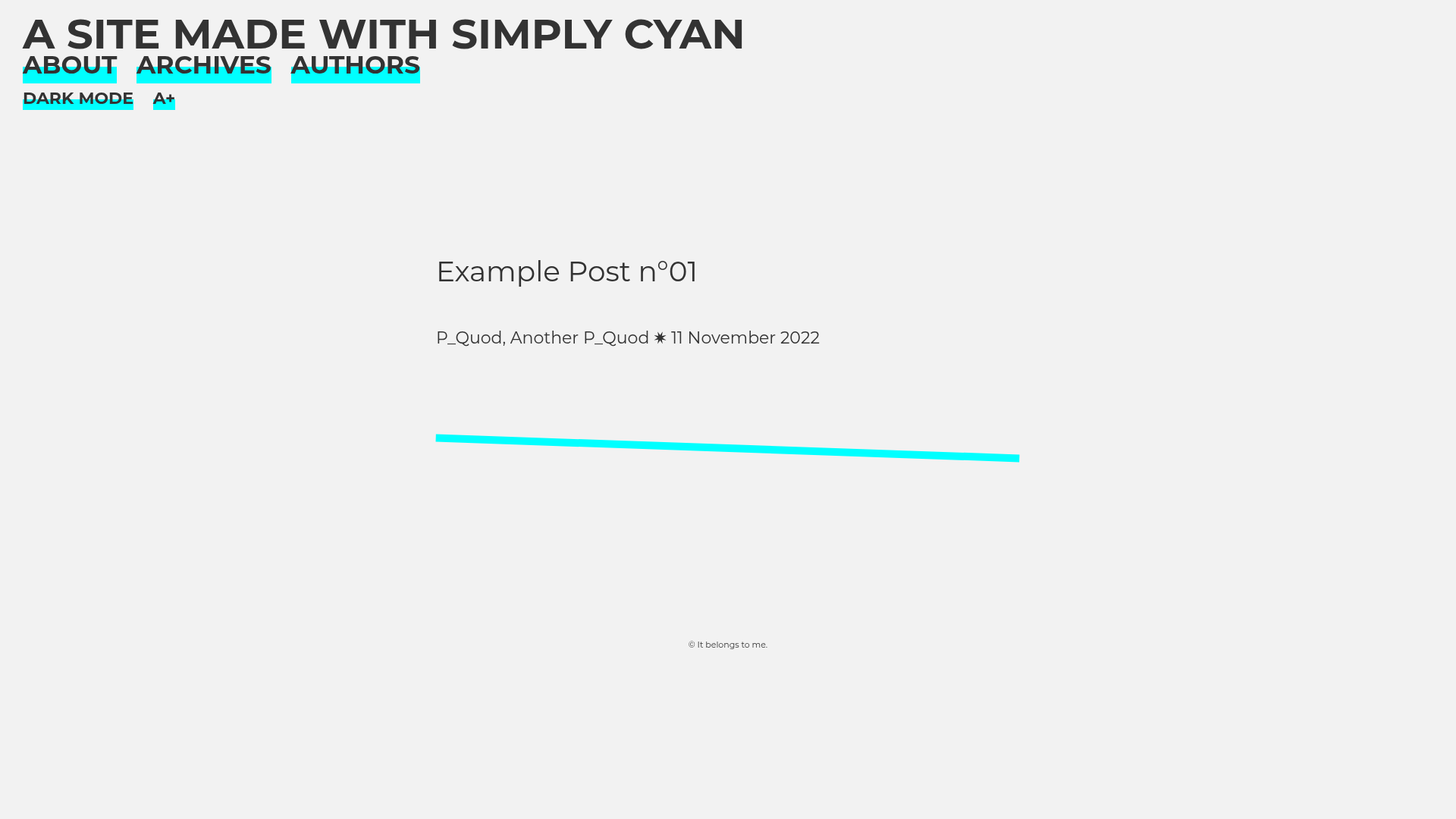 screenshot of Simply Cyan on template0.com
