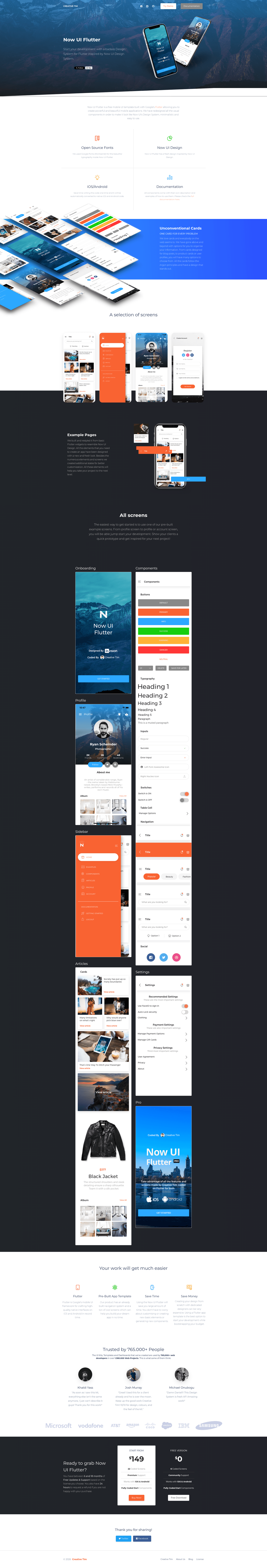 screenshot of Now UI Flutter on template0.com