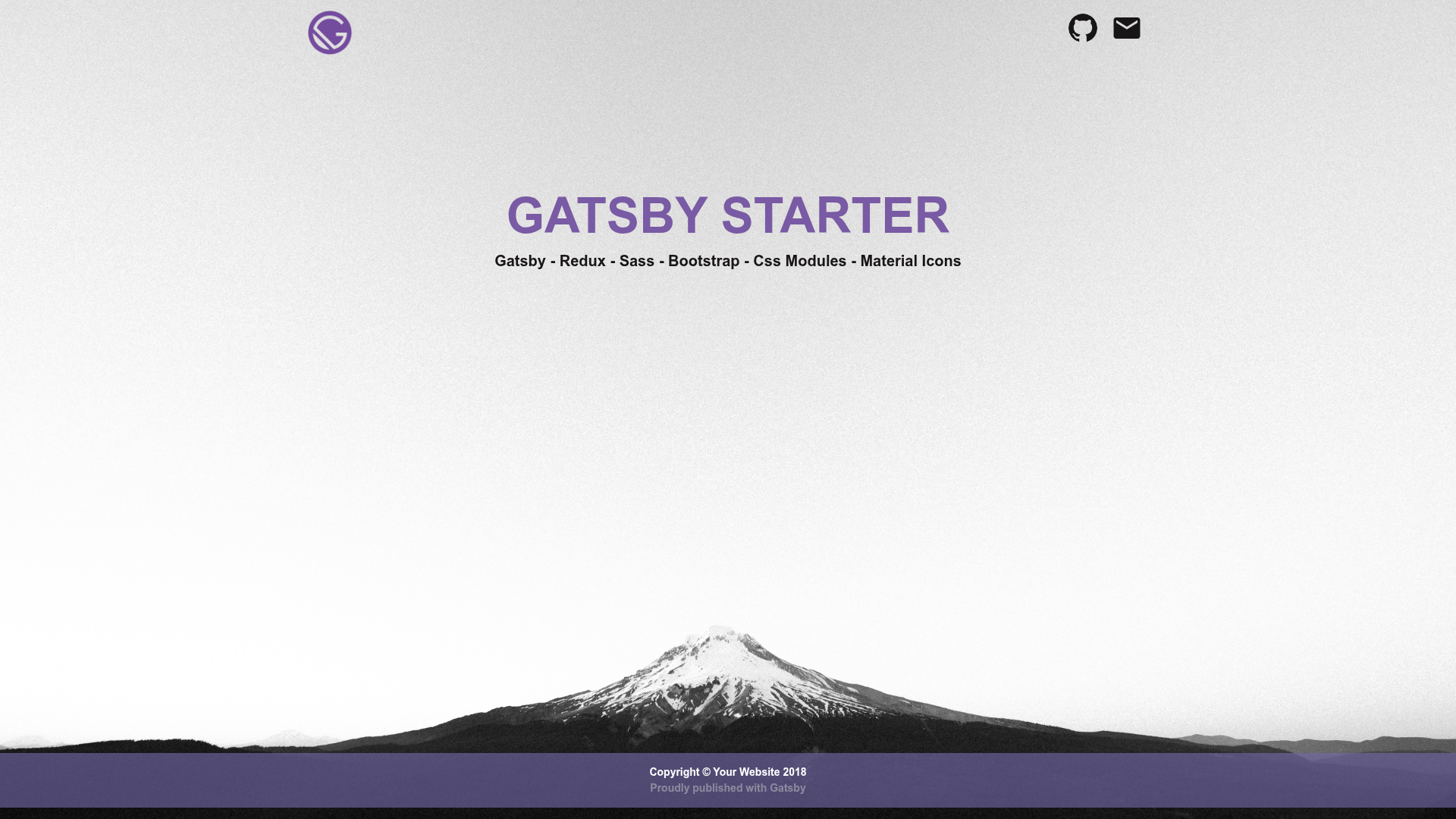 screenshot of Gatsby Redux Starter on template0.com
