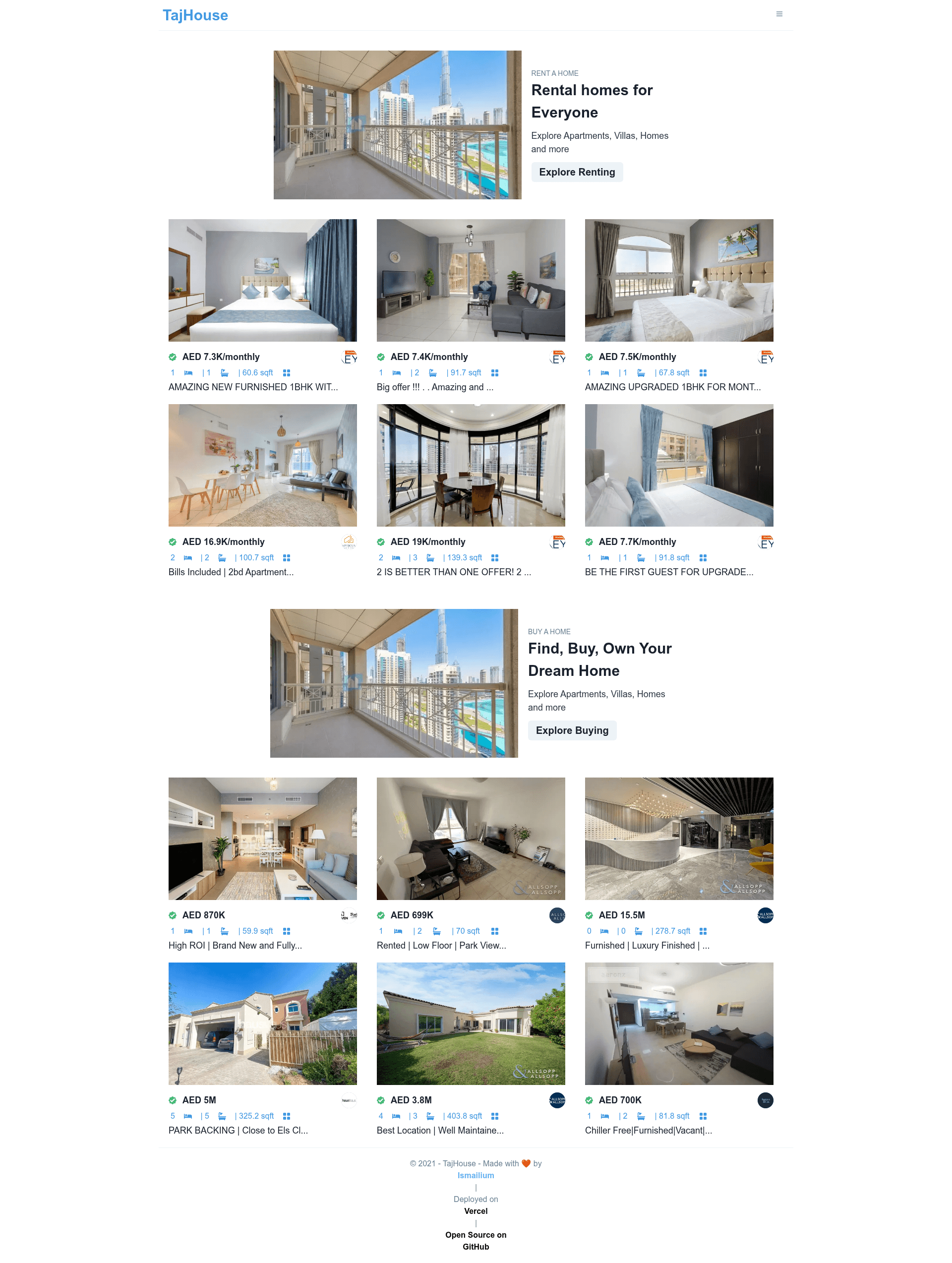 screenshot of TajHouse on template0.com