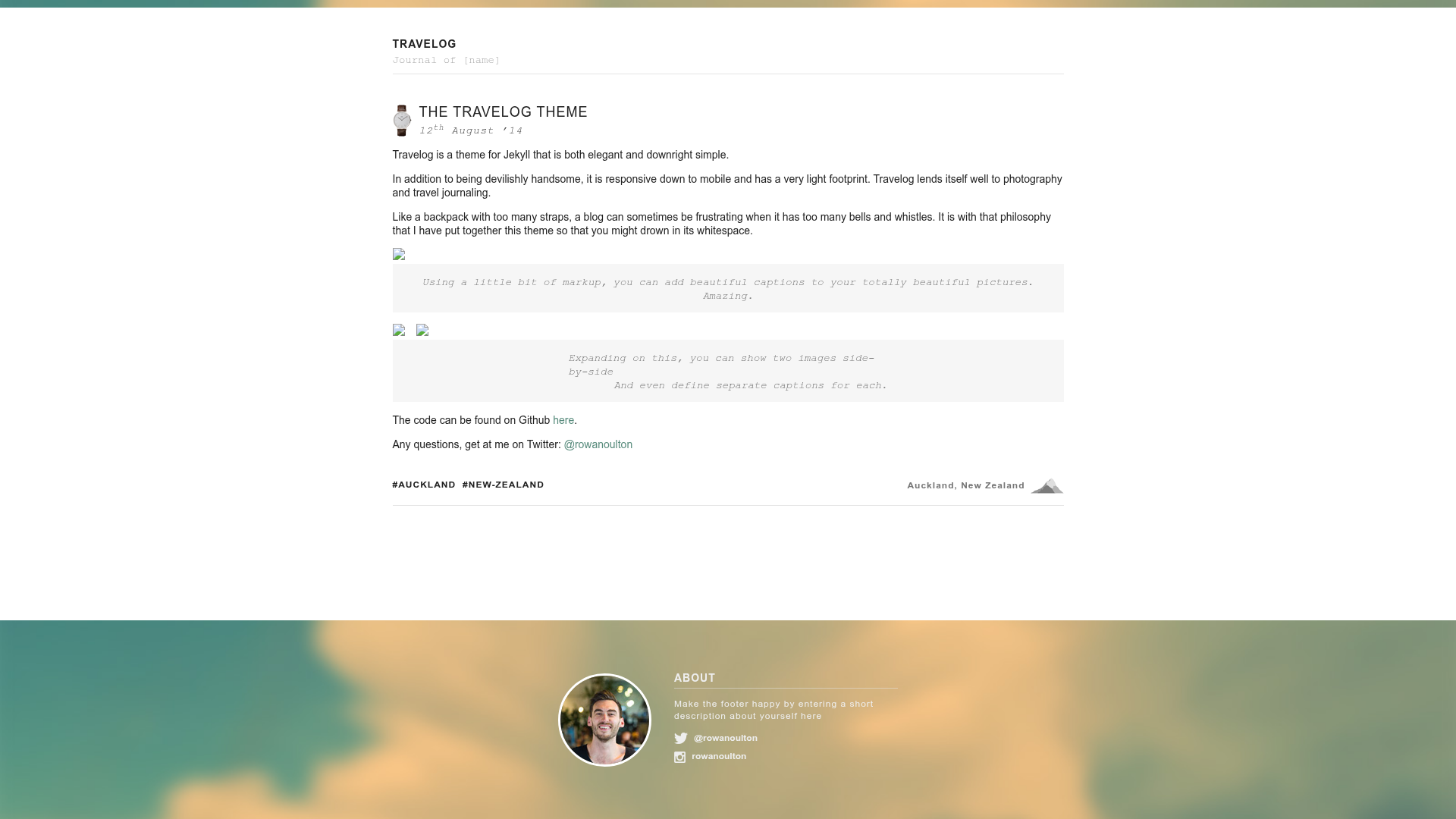 screenshot of Travelog on template0.com