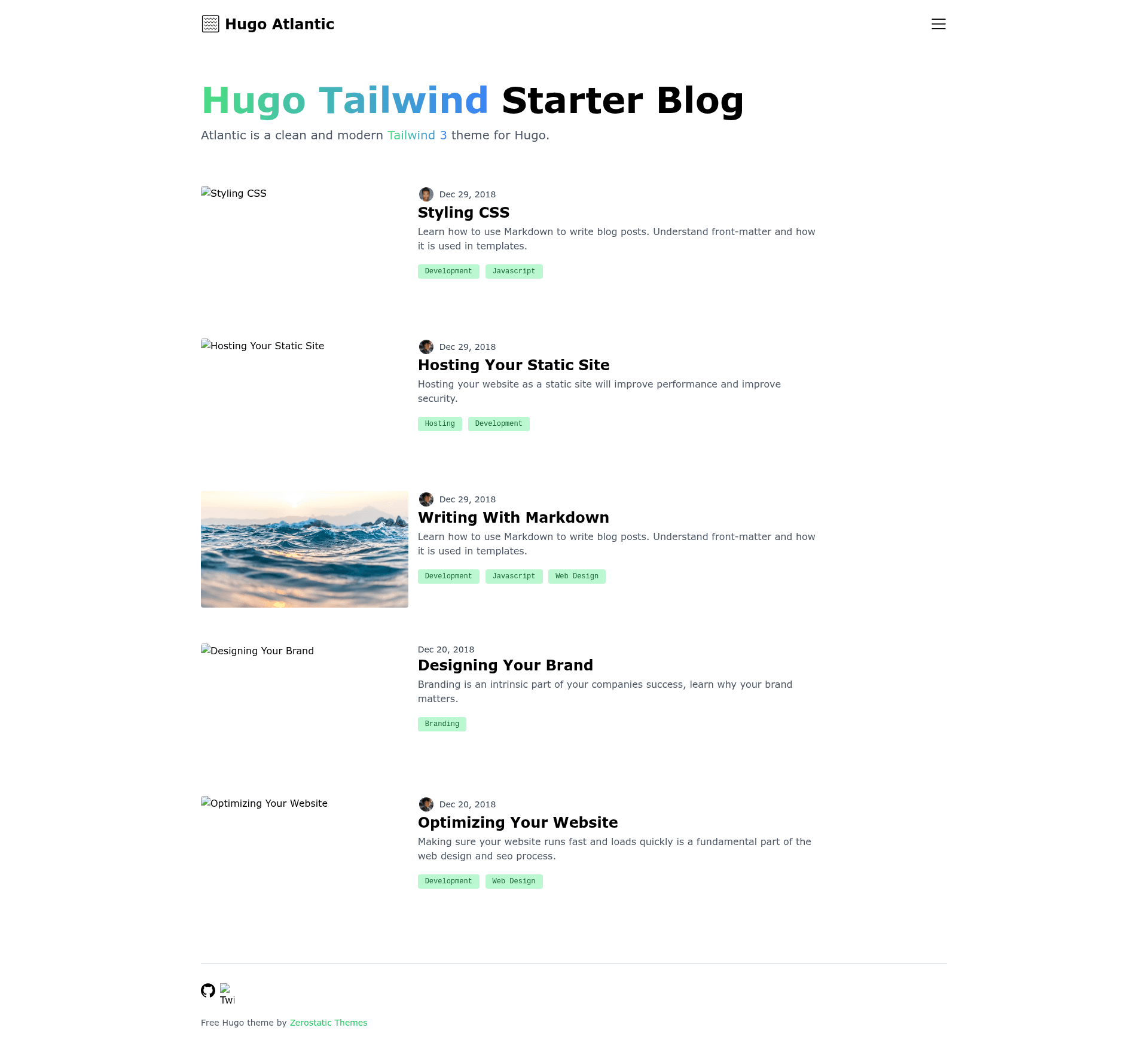 screenshot of Hugo Atlantic Theme on template0.com