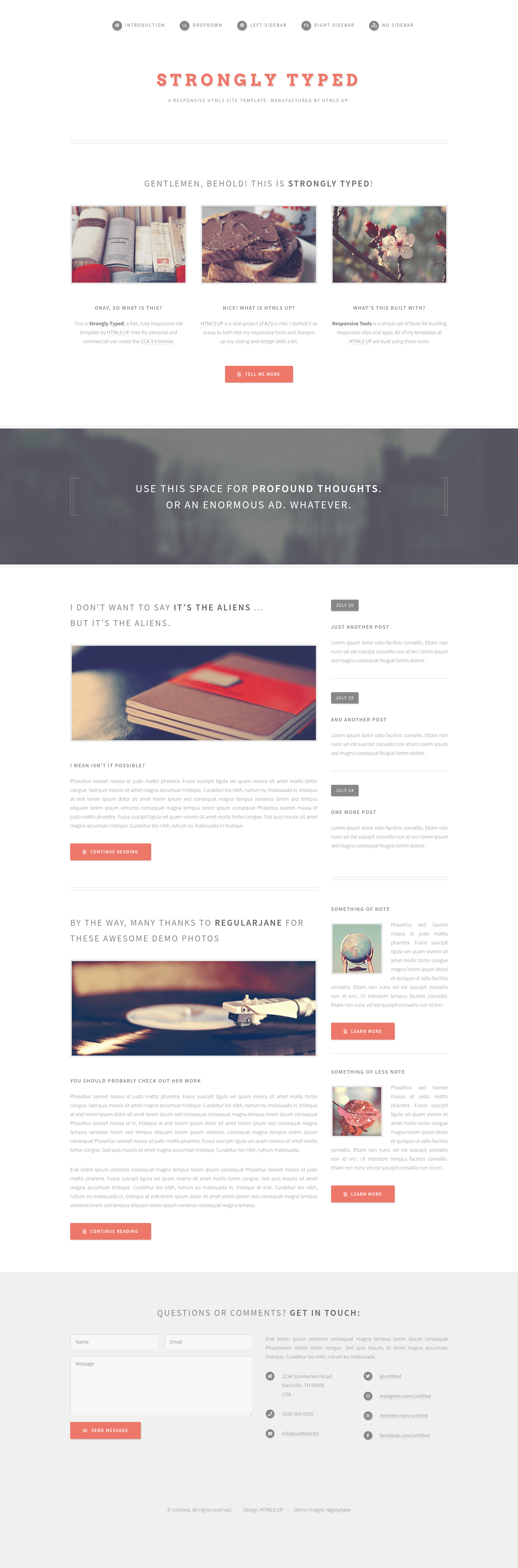screenshot of Strongly Typed on template0.com