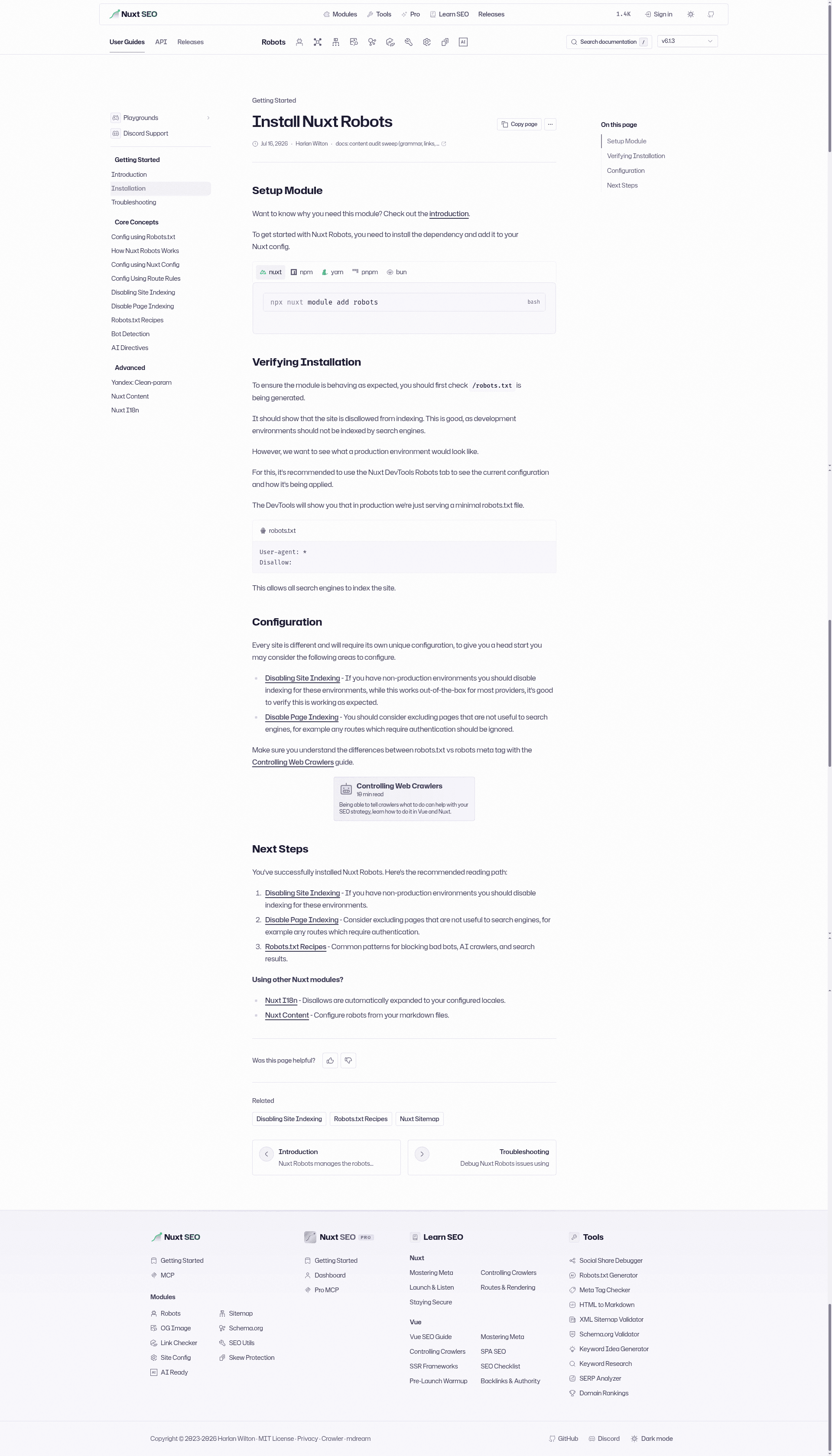 screenshot of Nuxt Simple Robots on template0.com