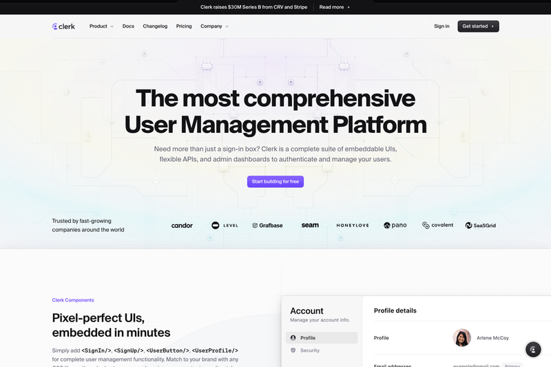 Image for Clerk JavaScript SDKs on template0.com