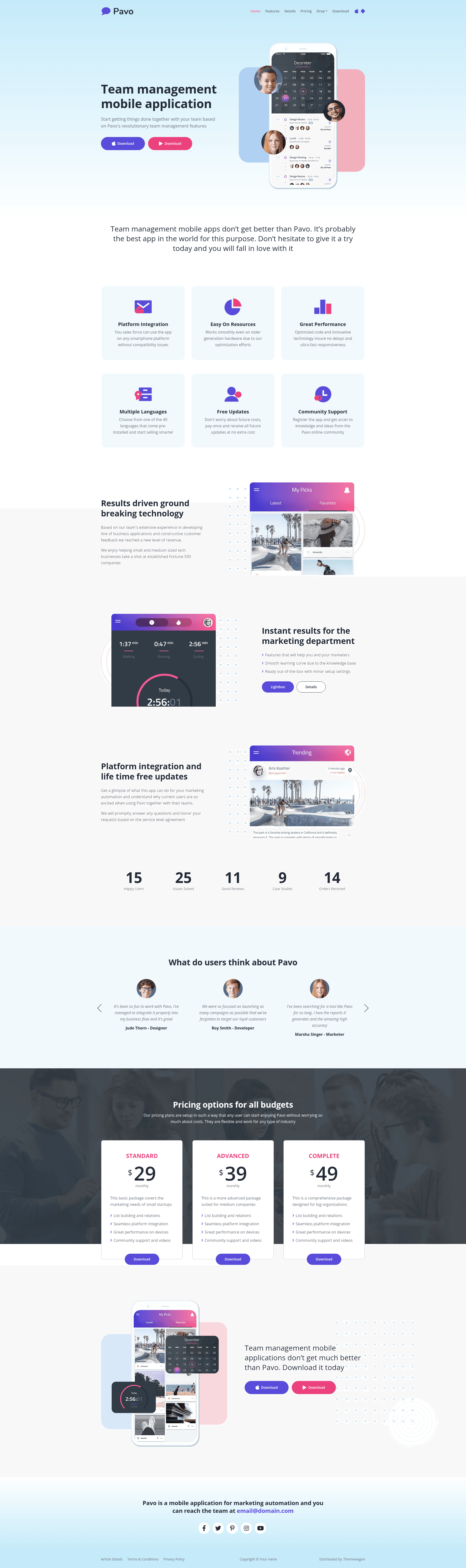 screenshot of Pavo on template0.com