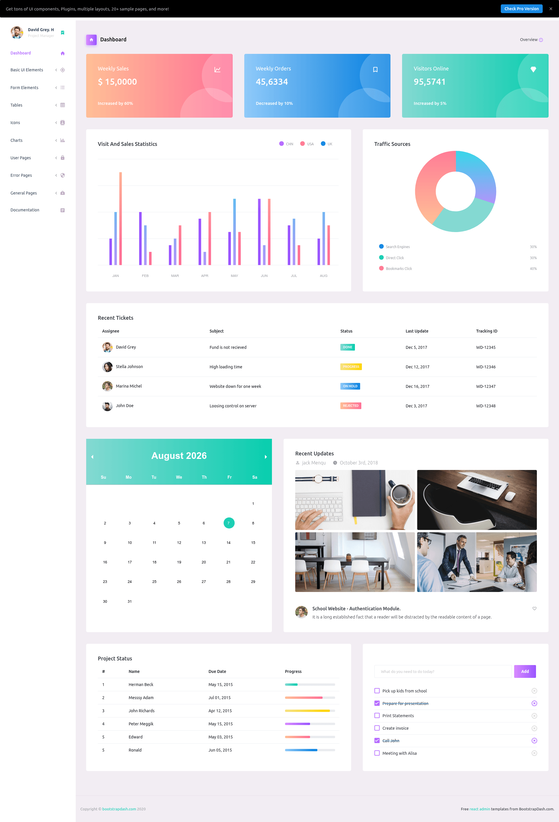 screenshot of Purple React on template0.com