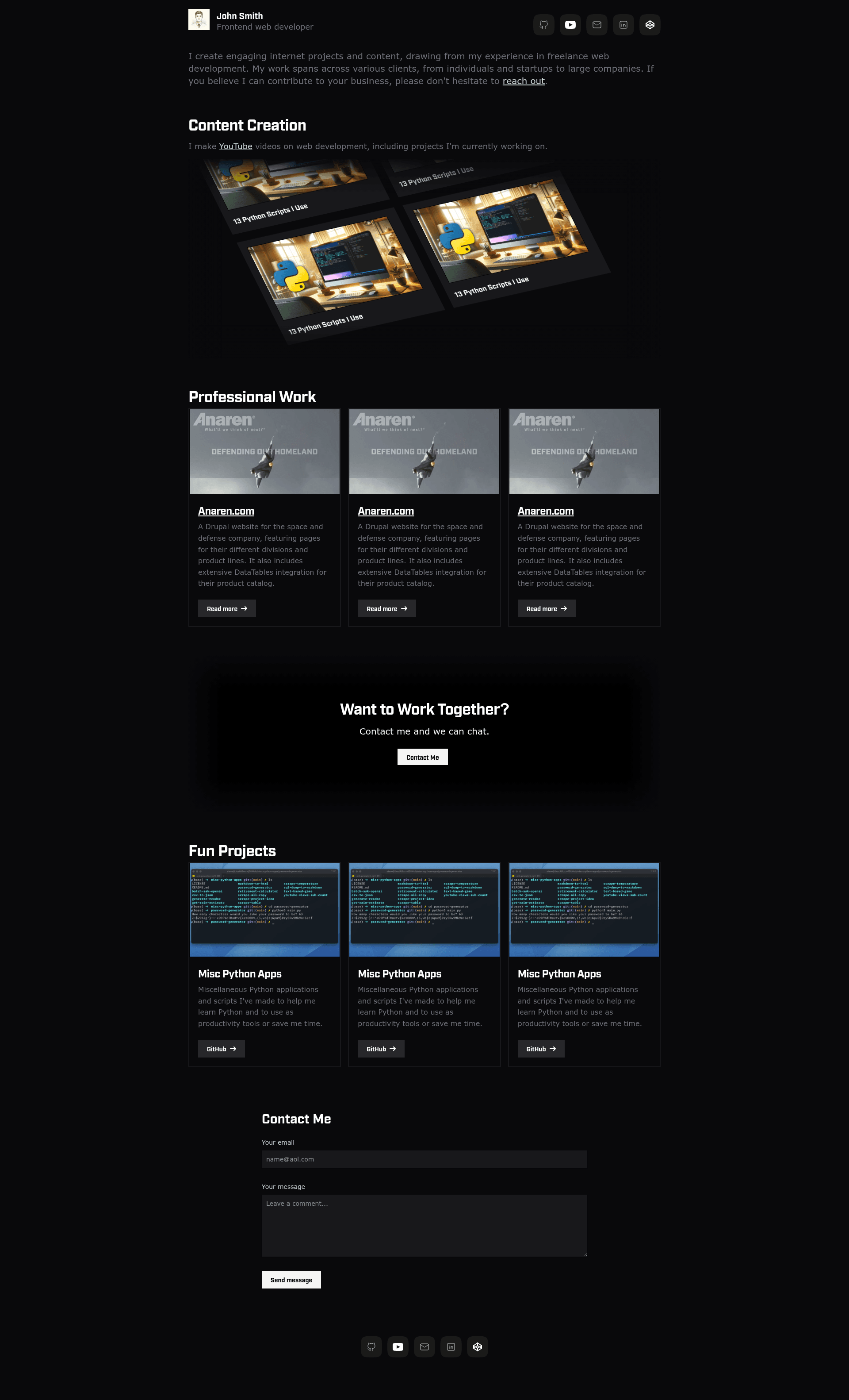 screenshot of Shadowstack Portfolio on template0.com