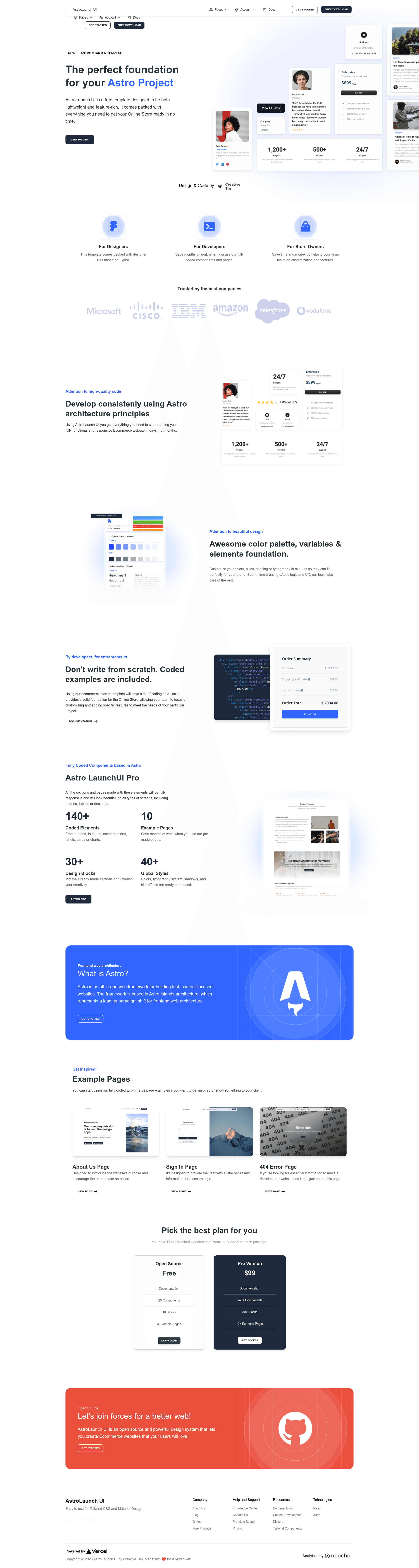 screenshot of AstroLaunch UI on template0.com