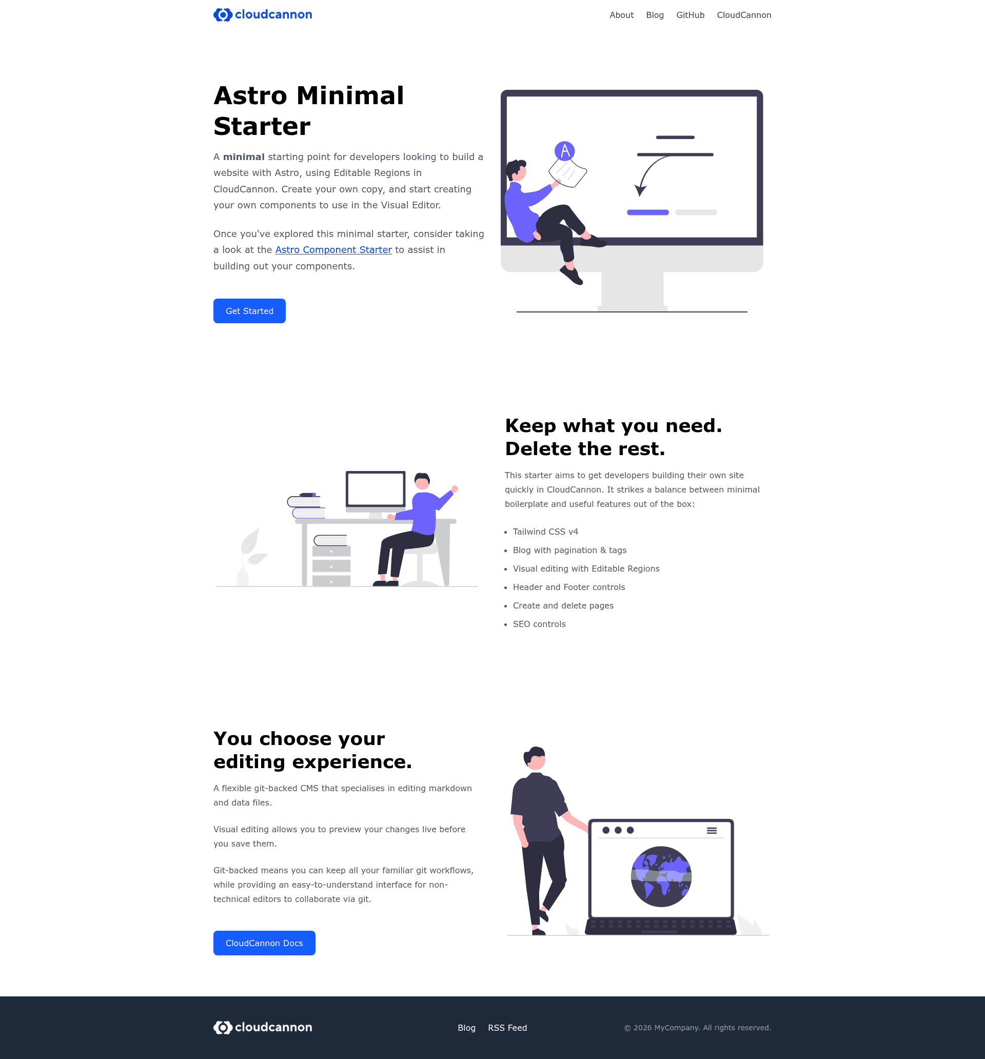 screenshot of Astro Minimal Starter on template0.com