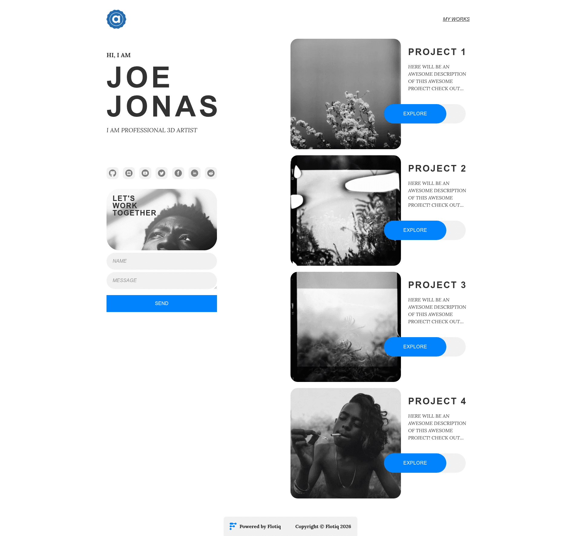 screenshot of Flotiq Gatsby Portfolio 2 on template0.com