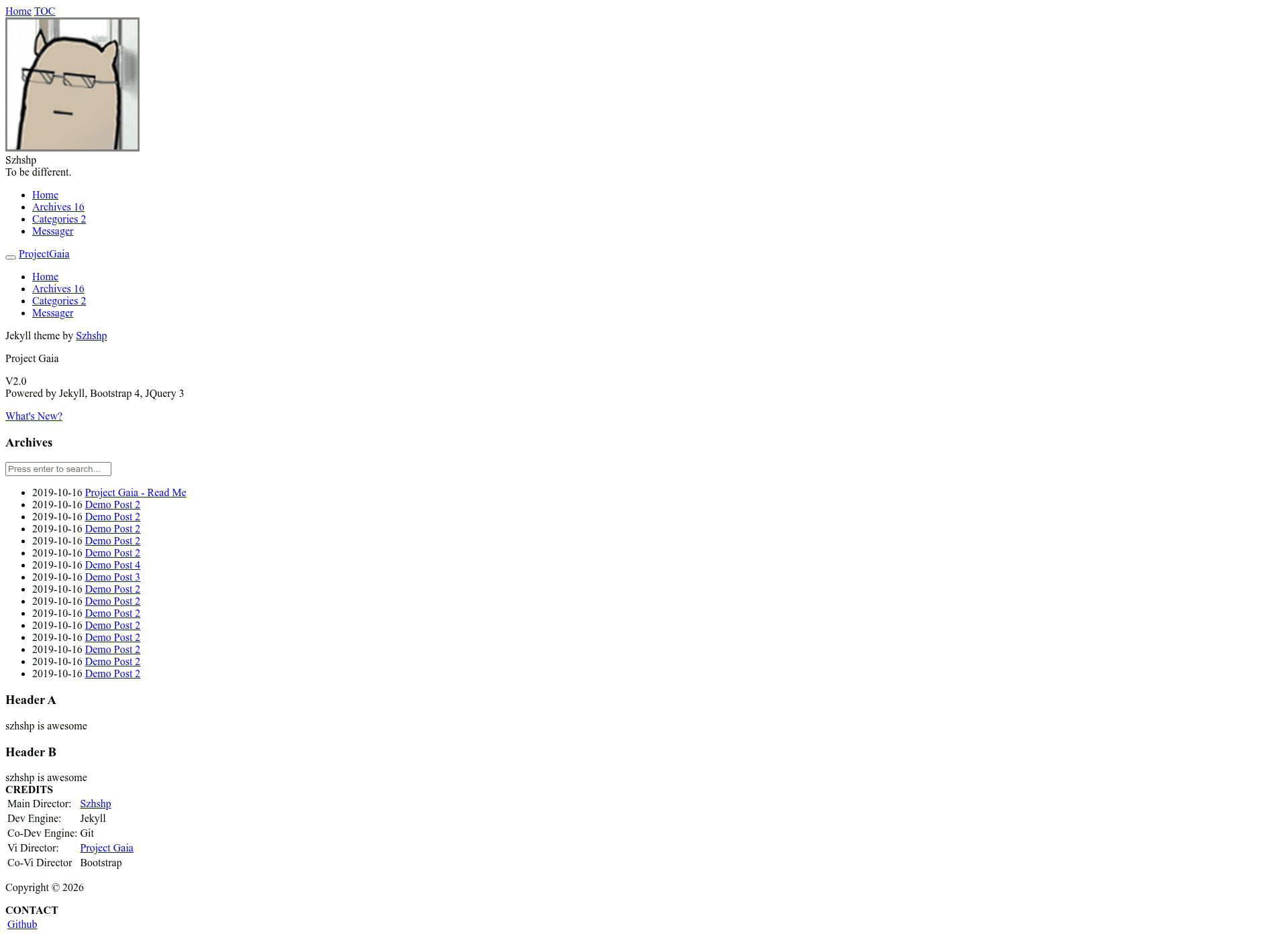 screenshot of Project Gaia on template0.com