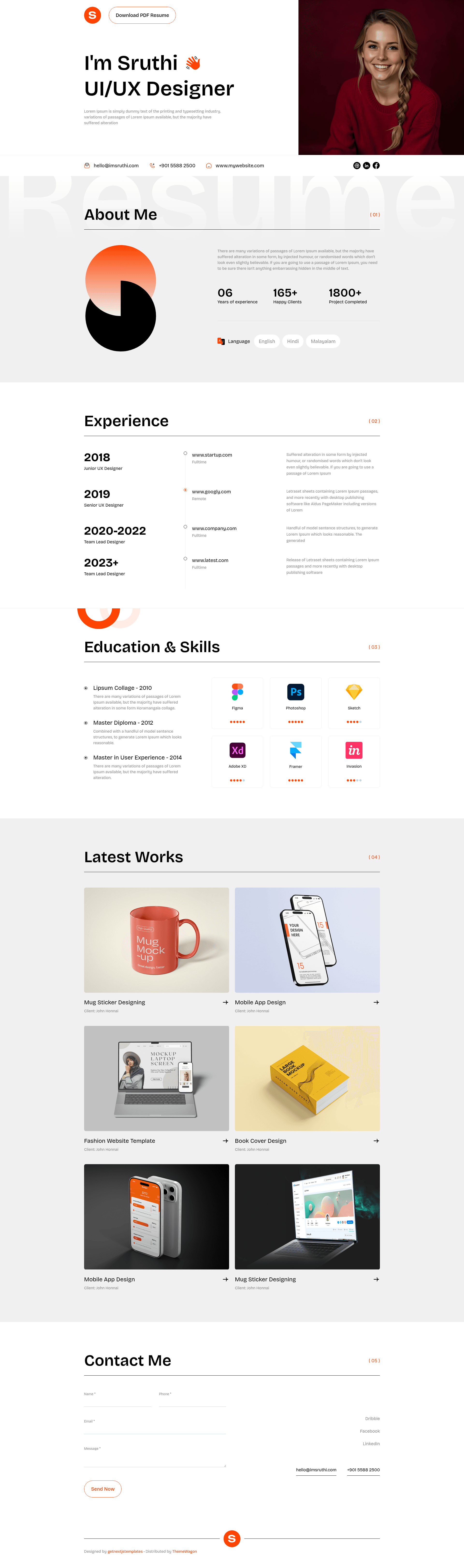 screenshot of Resume on template0.com