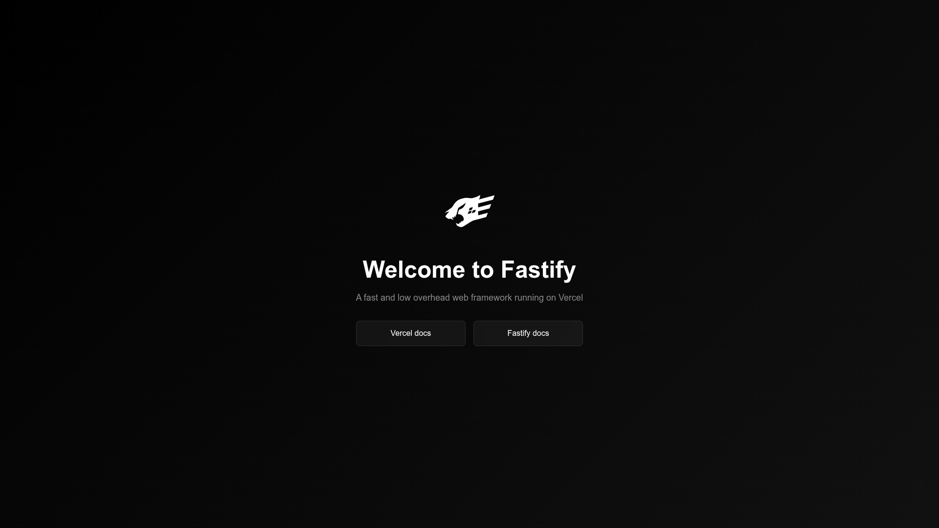 screenshot of Fastify on Vercel on template0.com