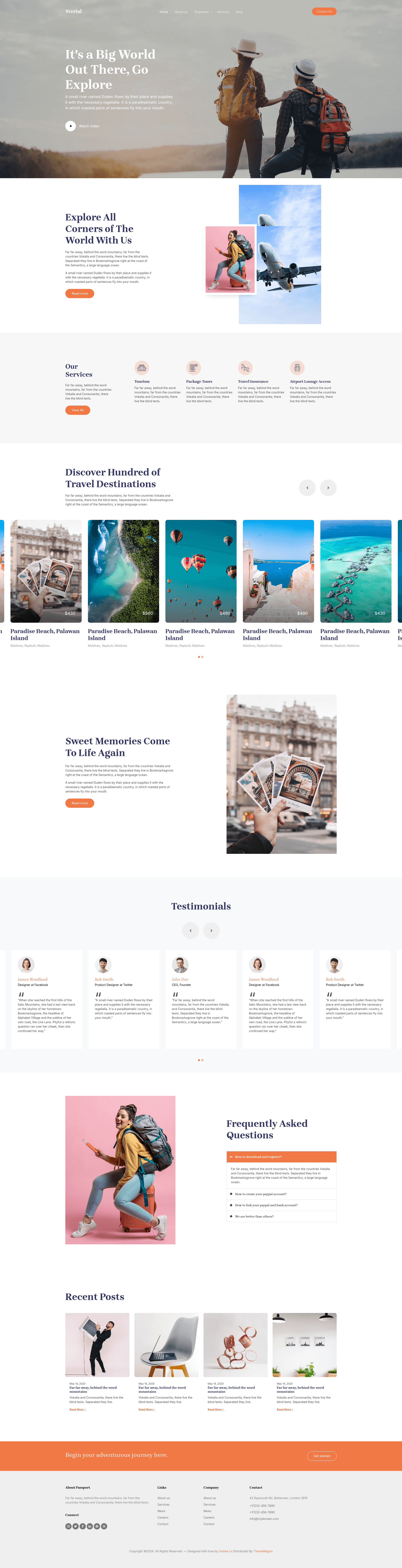 screenshot of Sterial – Free Bootstrap Travel Agency Website Template on template0.com