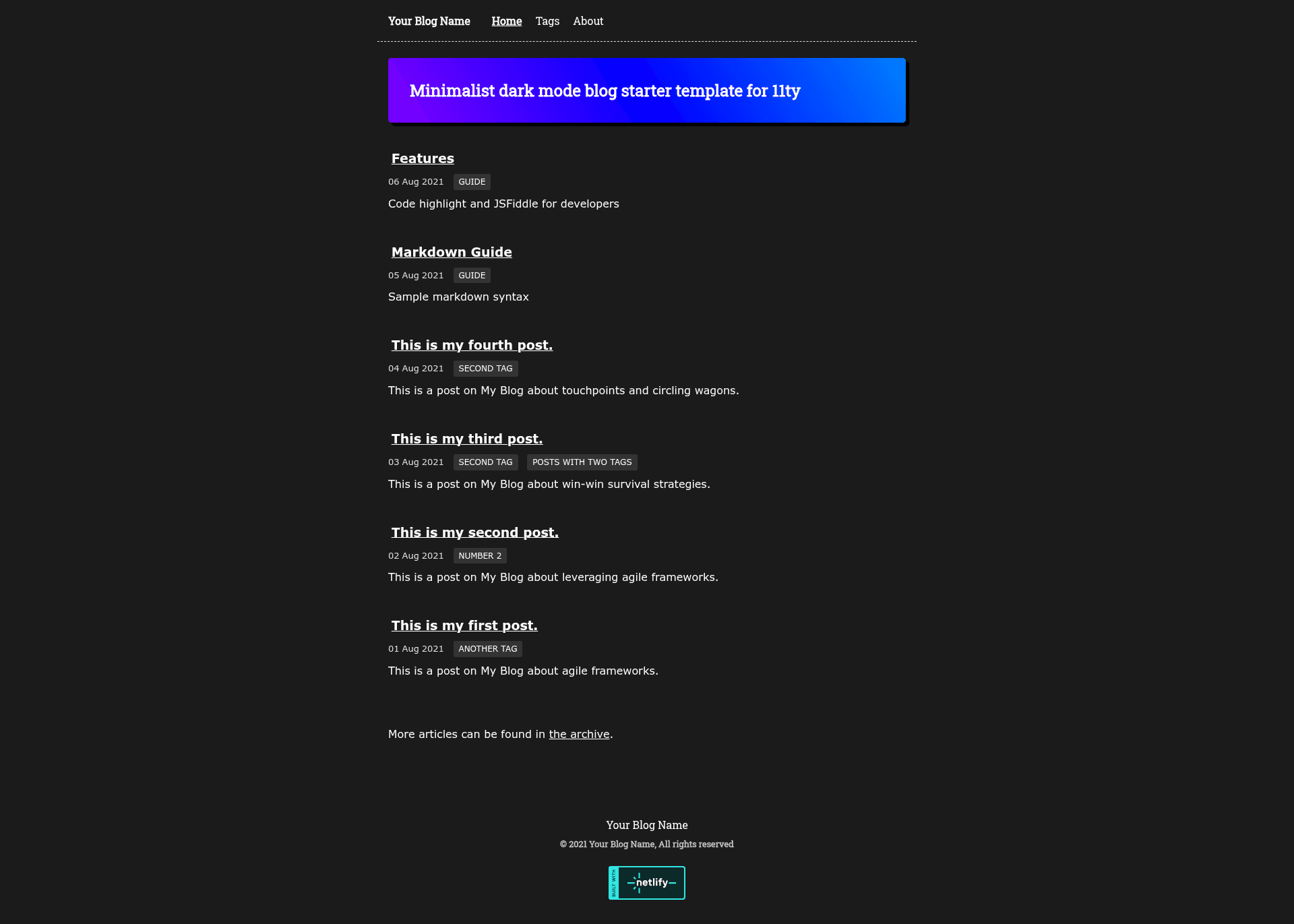 screenshot of 11ty Midnight on template0.com