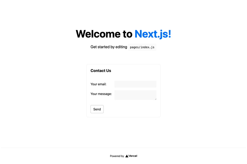 Image for Formspree & Next.js example on template0.com Image for Formspree & Next.js example on template0.com