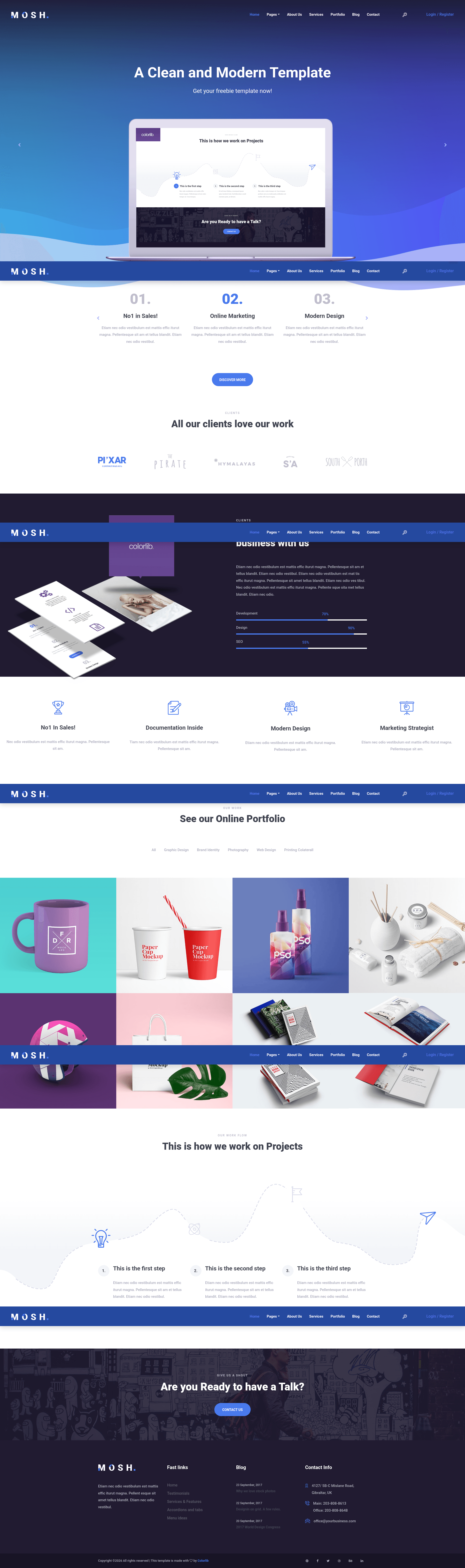 screenshot of Mosh – Free Bootstrap 4 HTML5 Agency Website Template on template0.com