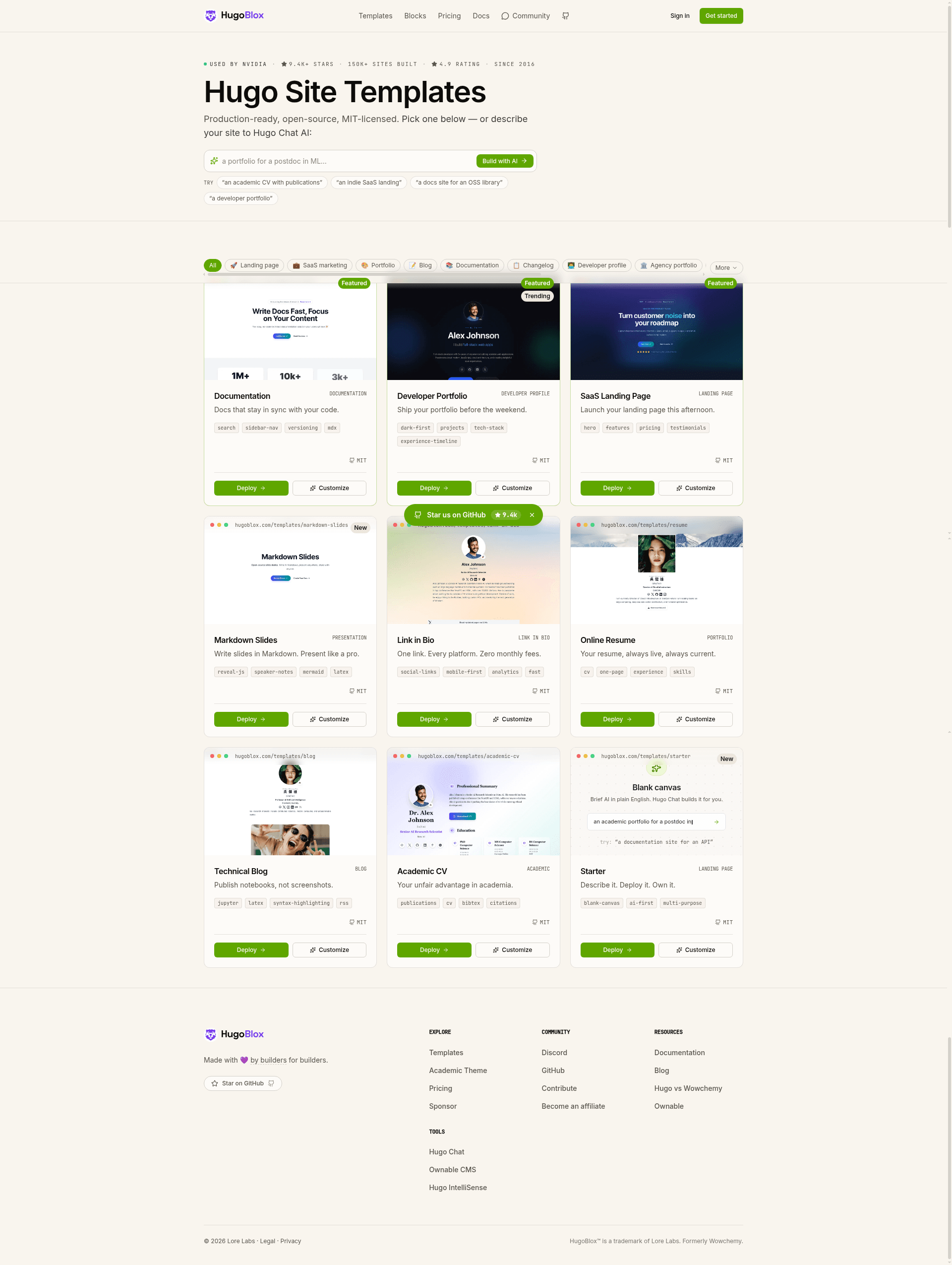 screenshot of Hugo Online Course Theme on template0.com