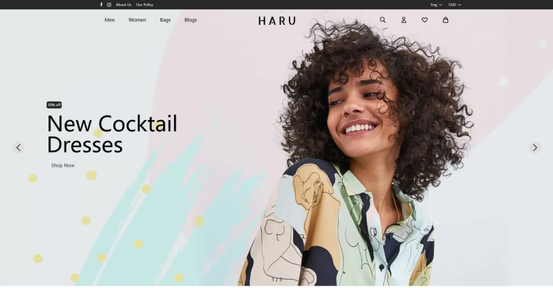 Image for Haru Fashion(ecommerce nextjs template) on template0.com Image for Haru Fashion(ecommerce nextjs template) on template0.com