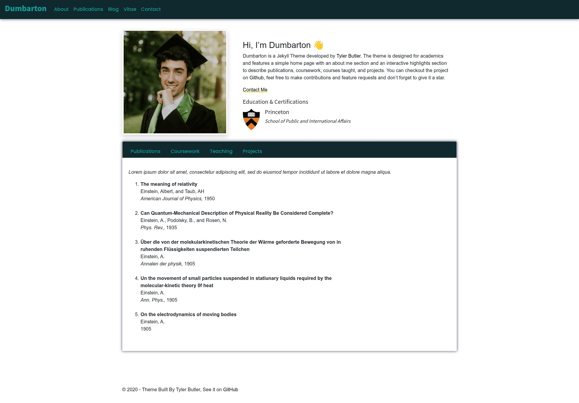 screenshot of Dumbarton on template0.com