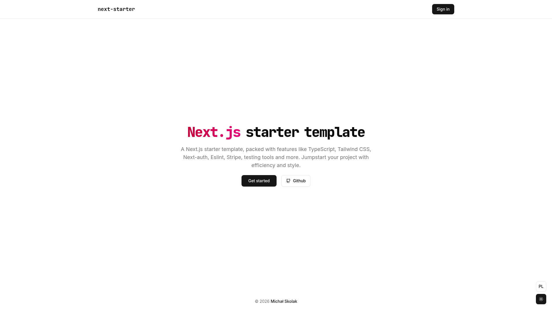 screenshot of next-starter on template0.com