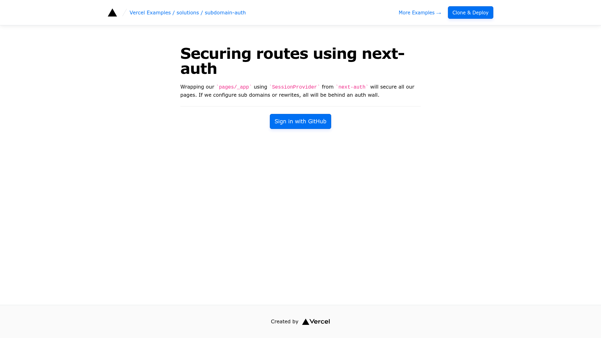 screenshot of Auth for subdomains on template0.com