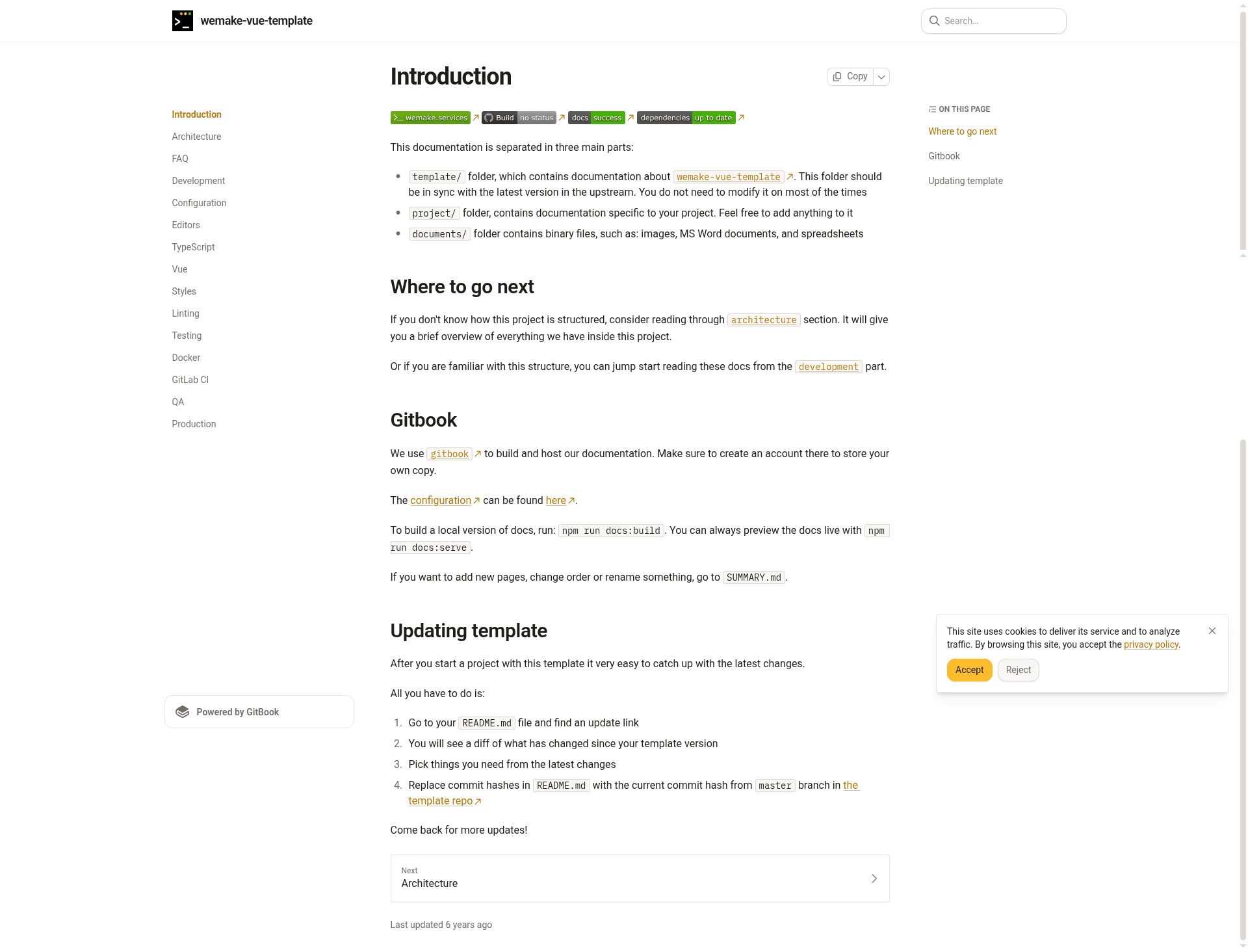screenshot of wemake-vue-template on template0.com