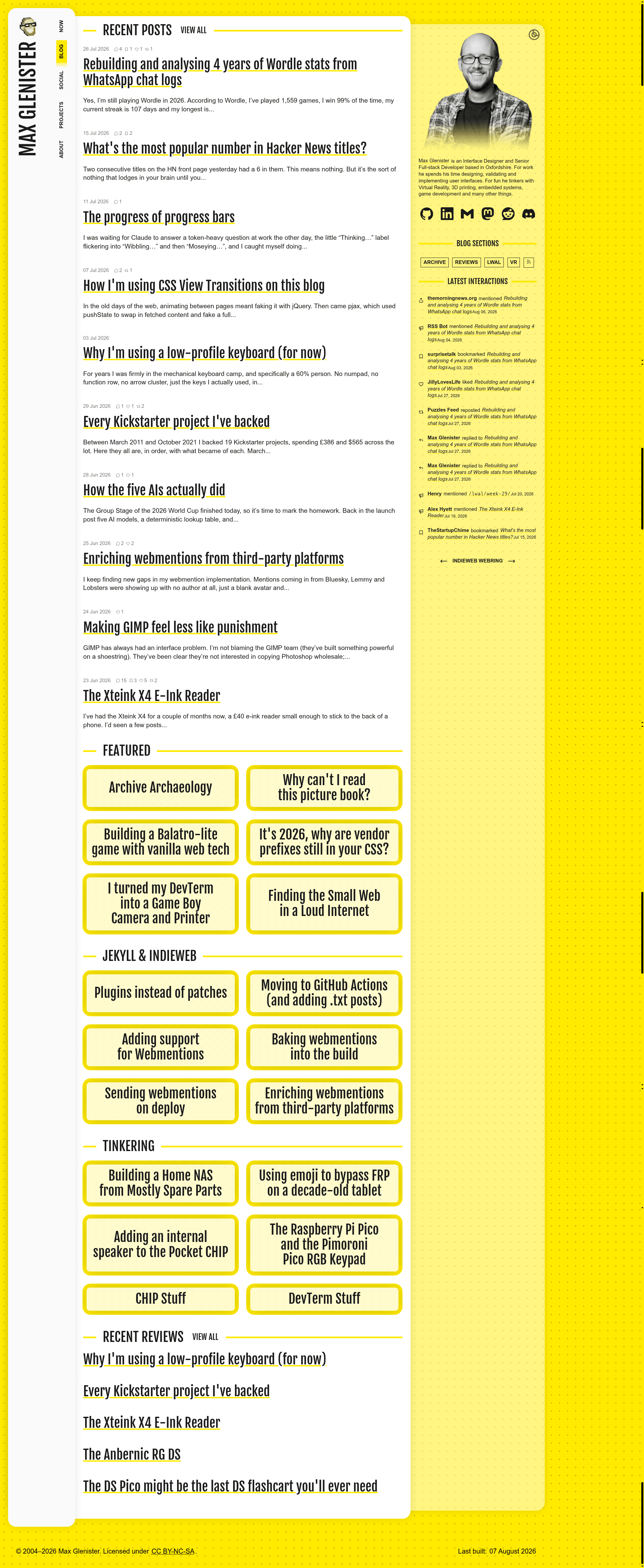 screenshot of Blomg on template0.com