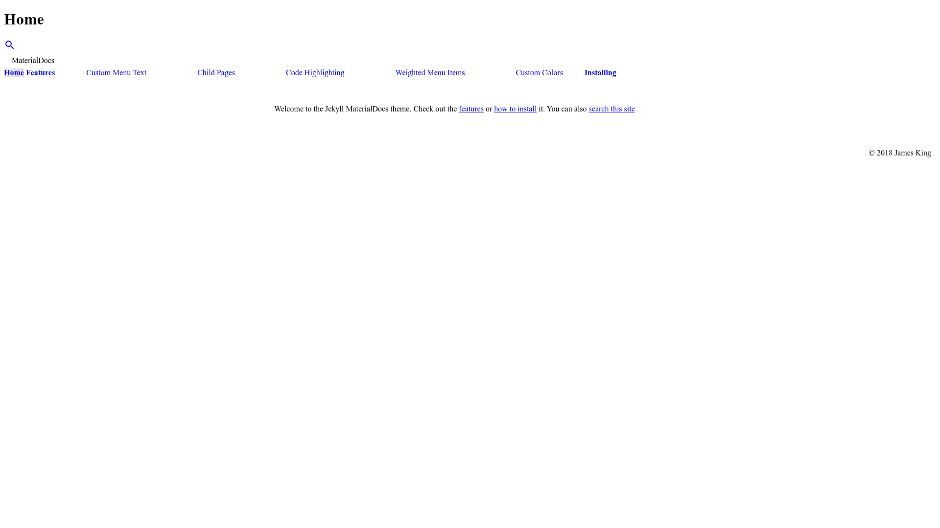 screenshot of MaterialDocs on template0.com
