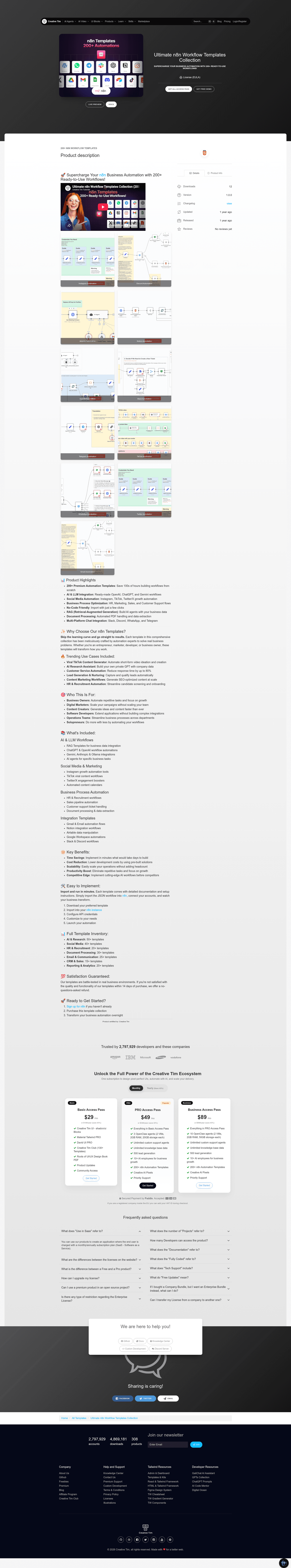 screenshot of ct-n8n-templates on template0.com