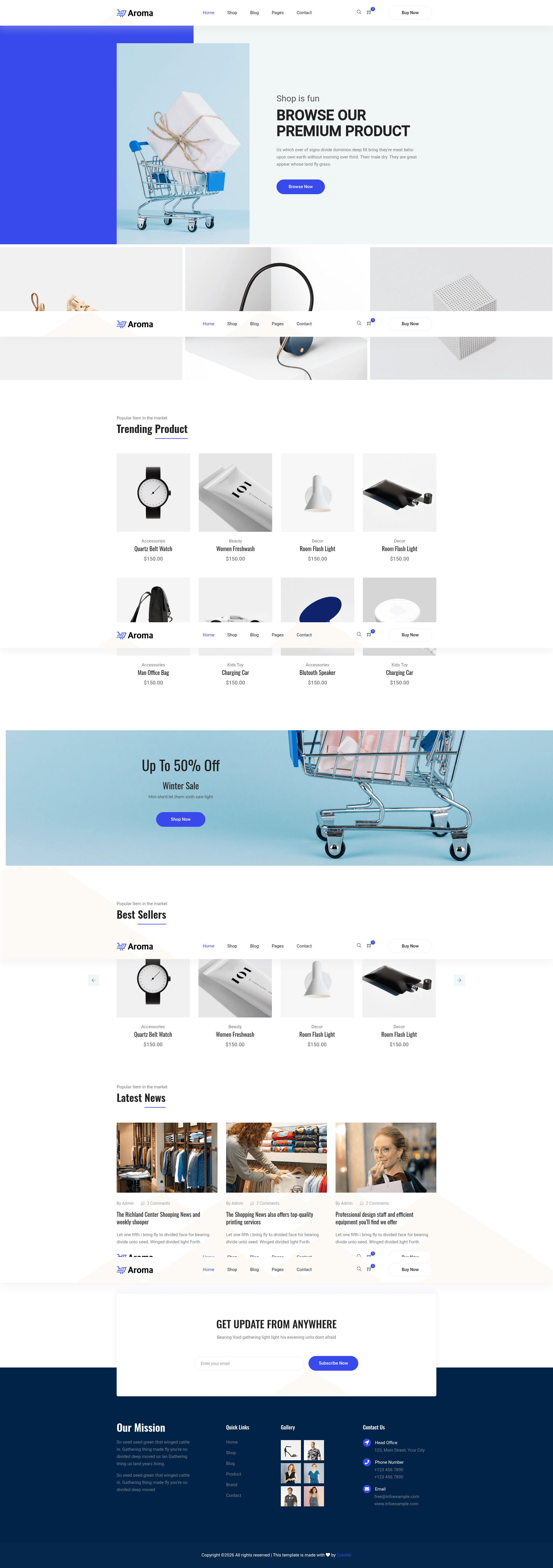screenshot of Aroma – Free Bootstrap 4 HTML5 Online Shopping Website Template on template0.com