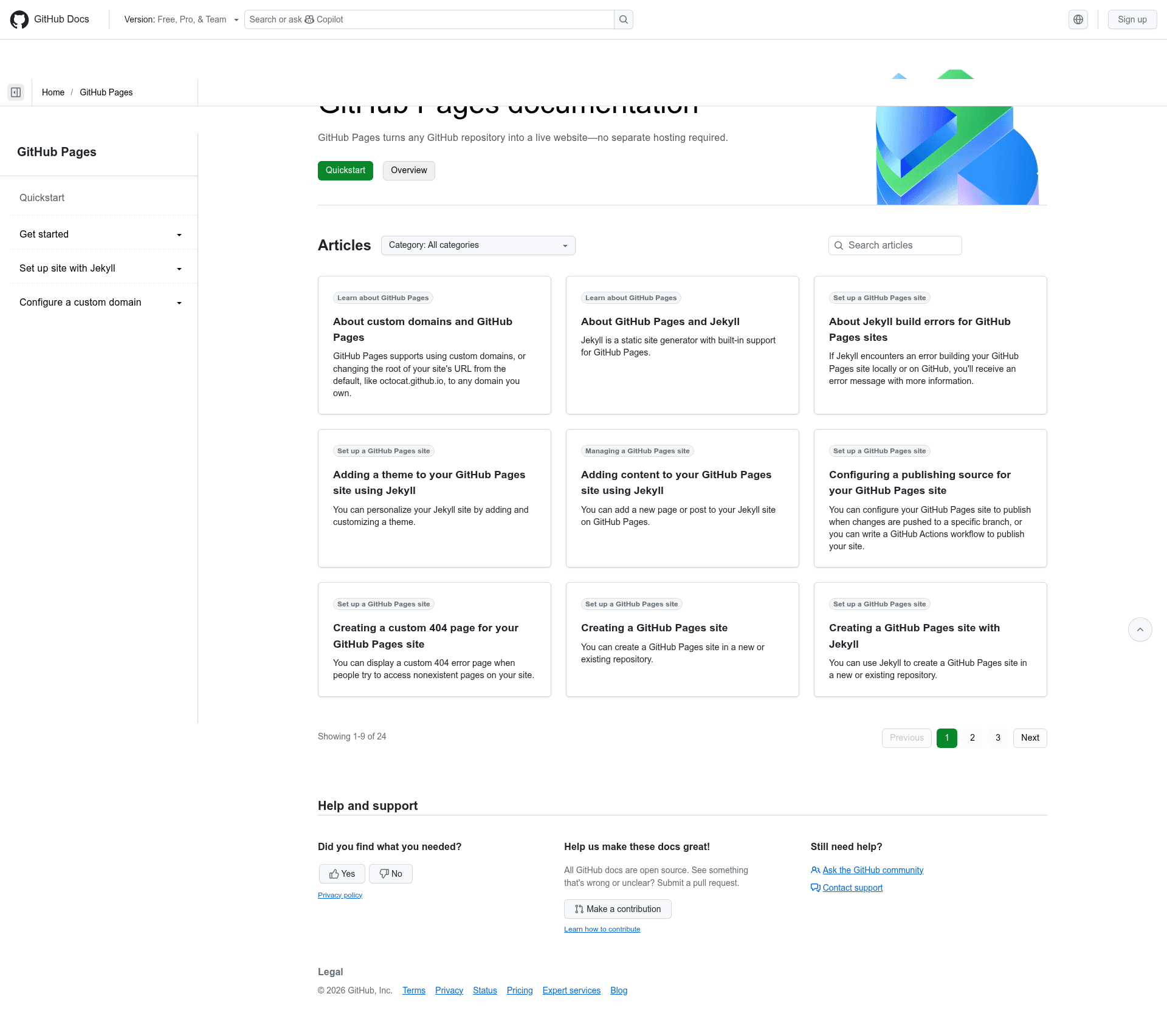 screenshot of GitHub Pages Gem on template0.com