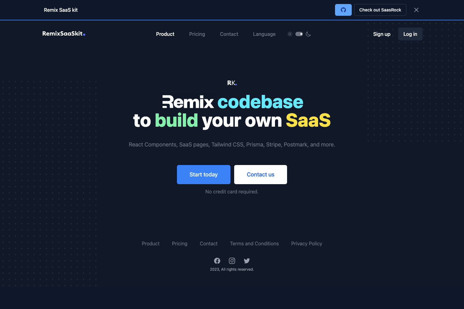 Remix SaaS Kit preview