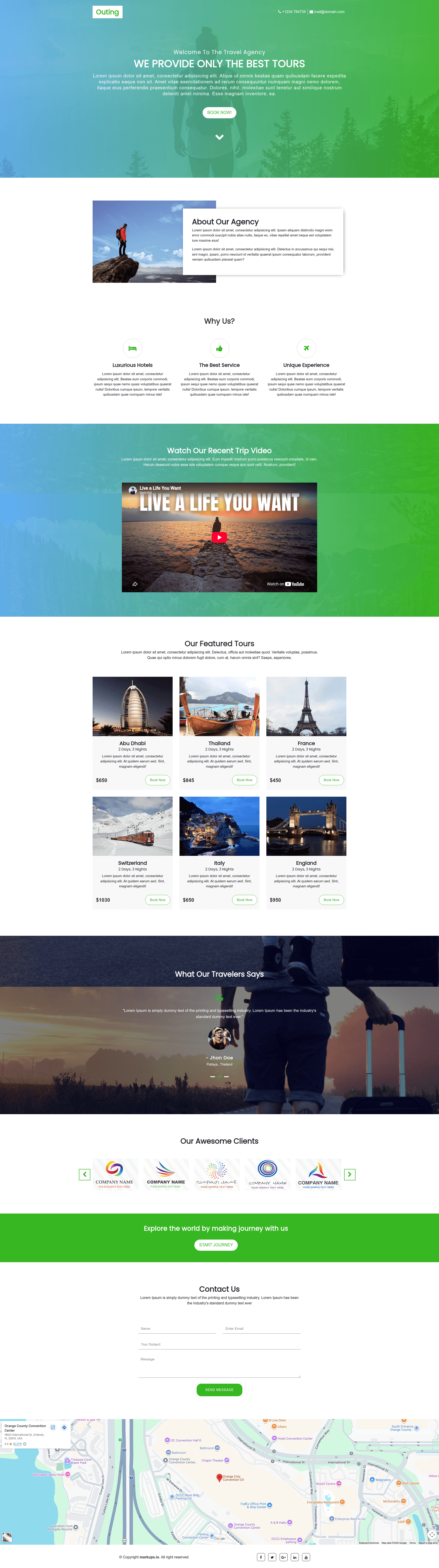 screenshot of Outing – Free Bootstrap 4 Travel Agency Website Template on template0.com