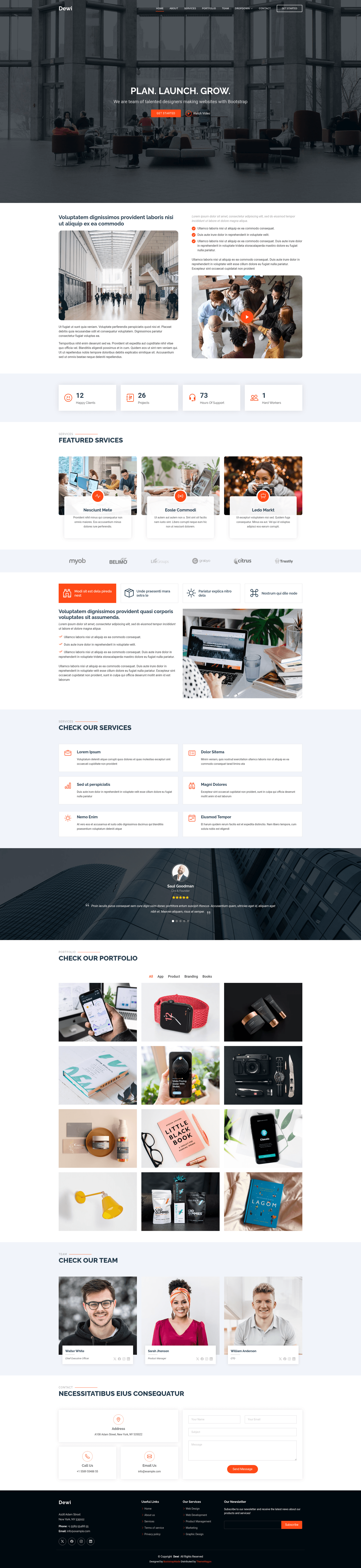 screenshot of Dewi – Free Bootstrap 5 Business Template on template0.com