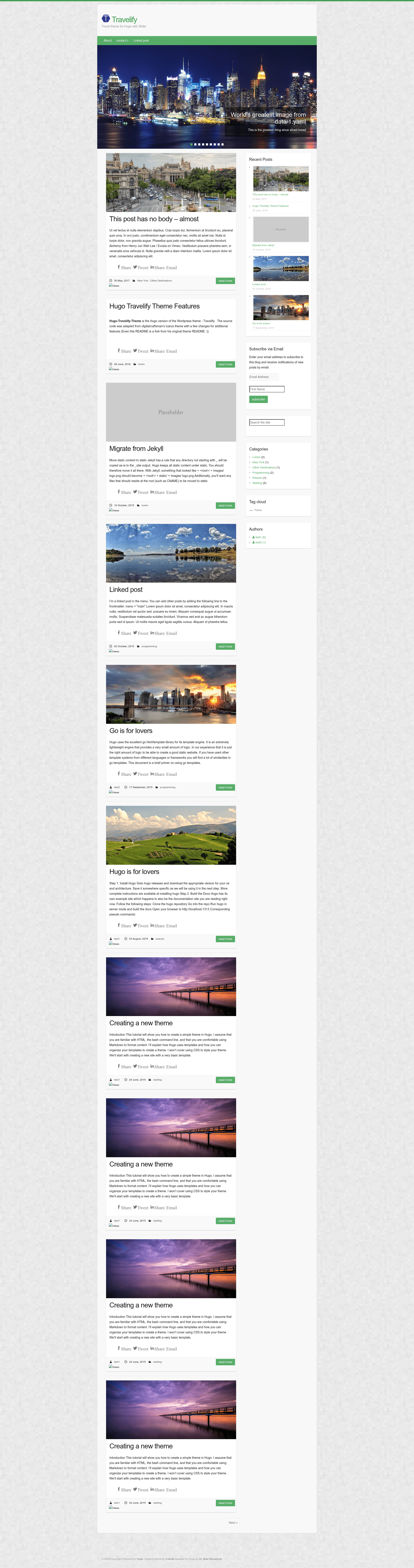 screenshot of Travelify on template0.com