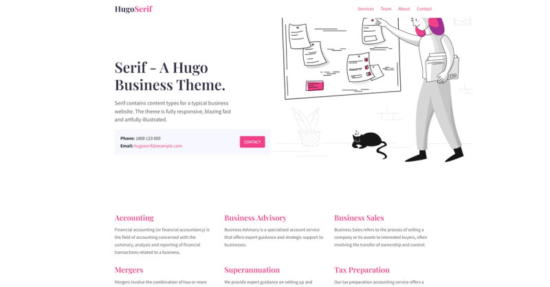 Image for Hugo Serif(business hugo template) on template0.com