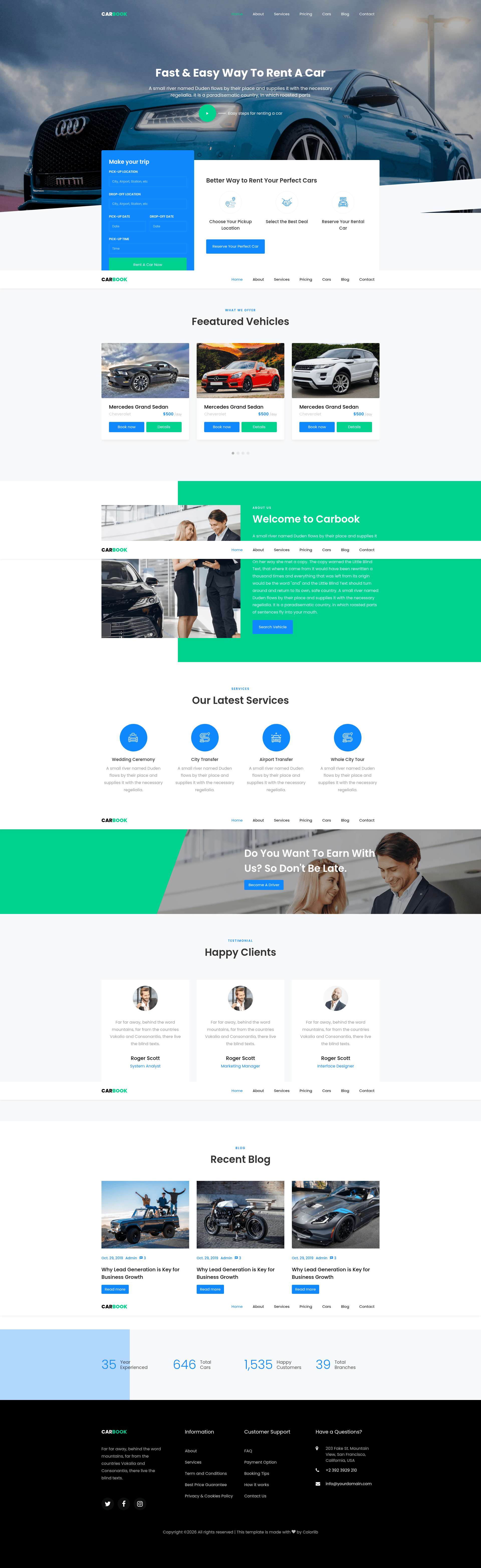 screenshot of Carbook – Free Bootstrap 4 Car Rental Template on template0.com