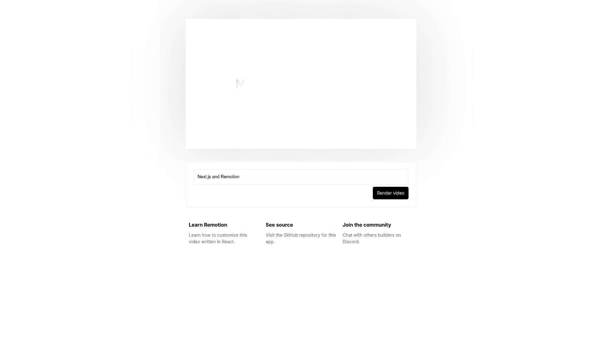 screenshot of Remotion Next.js Template on template0.com