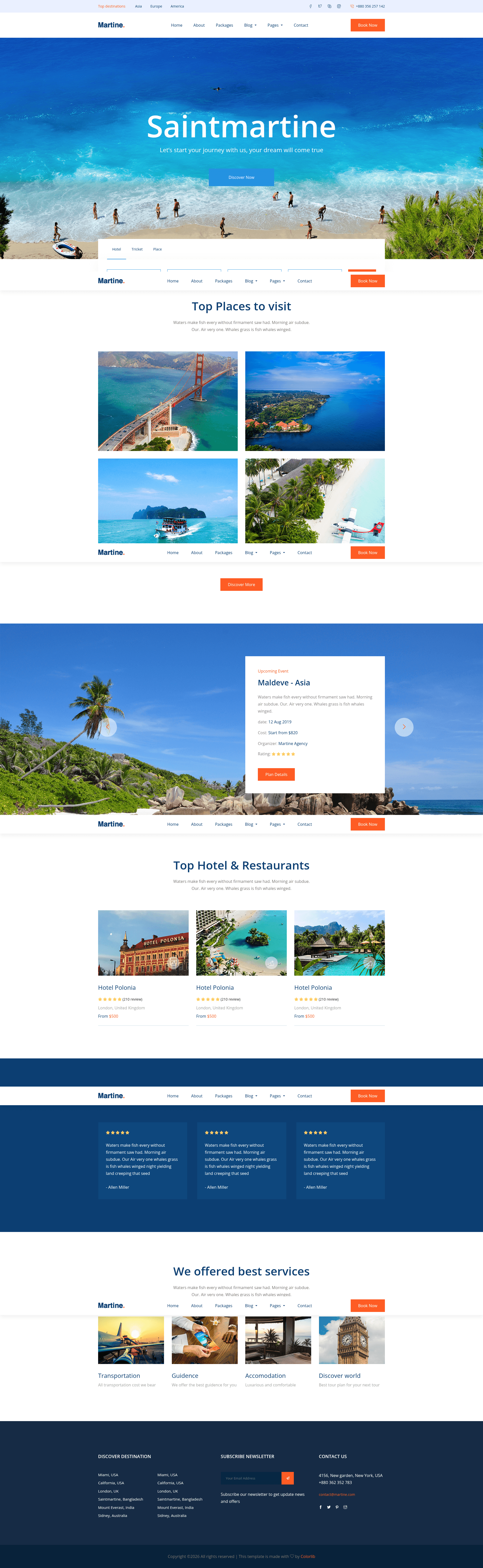 screenshot of Martine – Free Bootstrap 4 HTML5 Travel Agency Website Template on template0.com