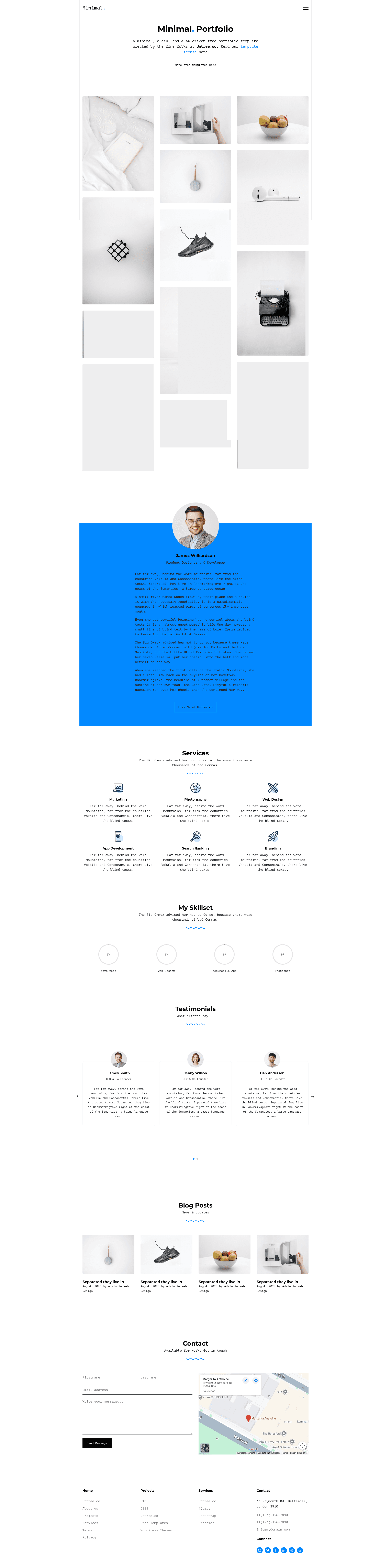 screenshot of Minimal - Free Bootstrap 4 One-page Portfolio Website Template on template0.com