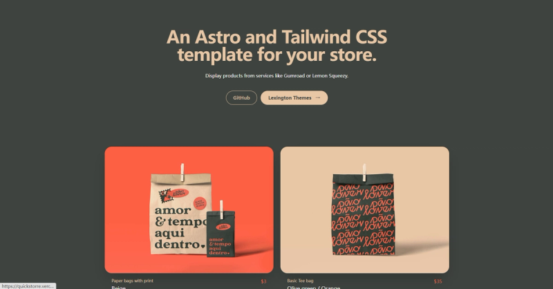 Image for Quickstore(landing page astro template) on template0.com